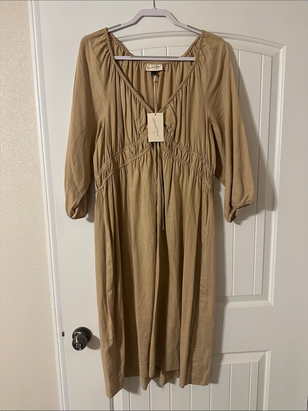 Universal Thread Tan Midi Dress with V-Neck